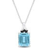 MIMI & MAX 7 3/4CT TGW SKY BLUE TOPAZ AND BLACK SAPPHIRE PENDANT WITH CHAIN IN STERLING SILVER