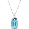Mimi & Max 7 3/4ct Tgw Sky Blue Topaz And Black Sapphire Pendant With Chain In Sterling Silver In Blue