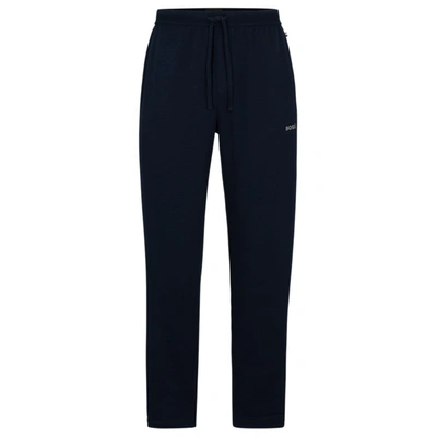 Hugo Boss Waffle Pajama Bottoms With Logo Embroidery In Blue