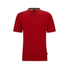 Hugo Boss Relaxed-fit T-shirt In Cotton Jersey With Detailed Collarband In Red