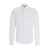 Hugo Boss Regular-fit Shirt In Structured Performance-stretch Material In White