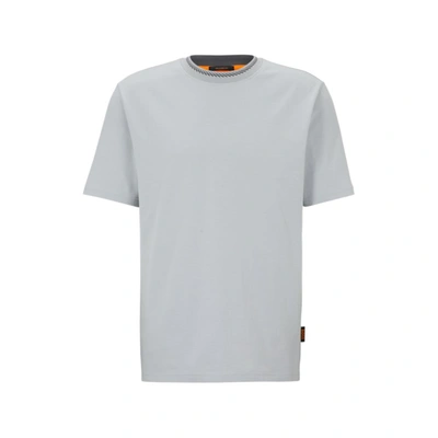 Hugo Boss Relaxed-fit T-shirt In Cotton Jersey With Detailed Collarband In White