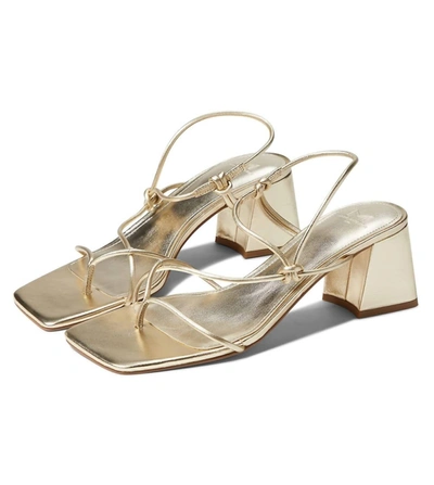 Marc Fisher Women's Gurion Square Toe Strappy Block Heel Sandals In Gold