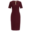 Hugo Boss V-neck Business Dress With Short Sleeves In Light Red