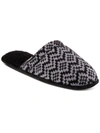 Isotoner Mens Faux Shearling Chervon Slide Slippers In Grey