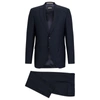 Hugo Boss Boss Notched Lapel Padded Shoulder Jacket With Eyelet Design In Blue