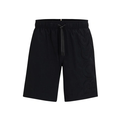 Hugo Boss Swim Shorts With Embroidered Logo In Black