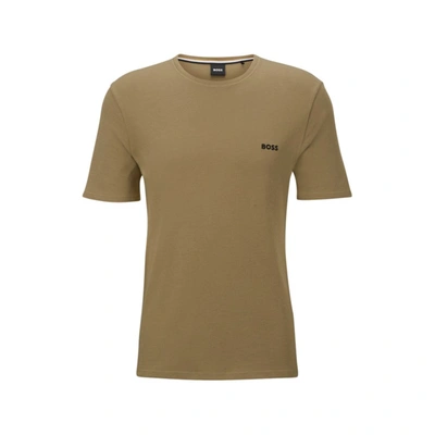 Hugo Boss Cotton-blend Pajama T-shirt With Embroidered Logo In Green