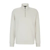 Hugo Boss Zip-neck Sweatshirt In Mercerized Cotton Jacquard In White