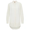 Hugo Boss Long-length Relaxed-fit Blouse With Concealed Closure In Natural