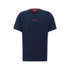 Hugo Boss Stretch-cotton Jersey Pajama T-shirt With Red Logo In Blue
