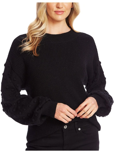Cece Womens Mock Turtleneck Ribbed Pullover Sweater In Black