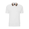 Hugo Boss Cotton-piqu Slim-fit Polo Shirt With Striped Collar In White