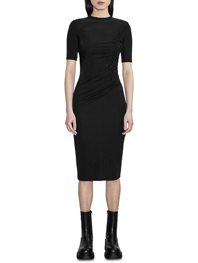 Et Ochs Isabelle Womens Ruched Midi Sheath Dress In Black