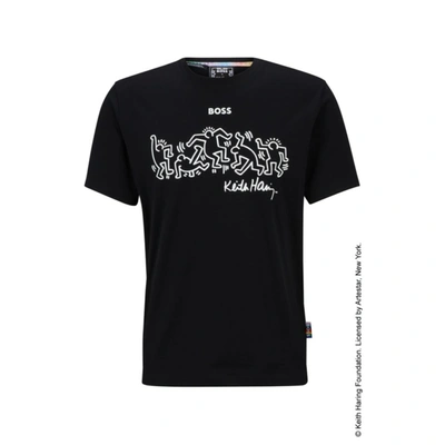 Hugo Boss Women's Boss X Keith Haring Gender-neutral T-shirt With Special Logo Artwork In Black