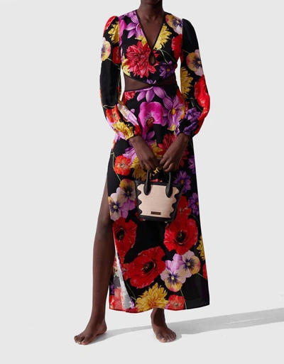 The Wolf Gang Orella Maxi Dress In Blooms Noir In Multi