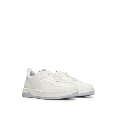 Hugo Grained-material Trainers With Tonal Counter Logo In White