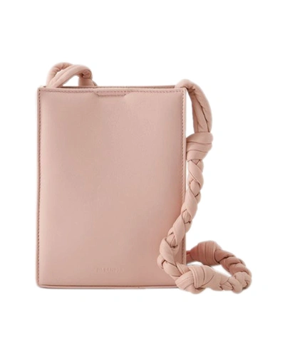 Jil Sander Small Tangle Leather Crossbody Bag In Pink