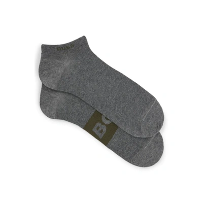 Hugo Boss Two-pack Of Ankle Socks In A Cotton Blend In Grey