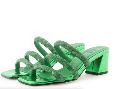 Toral Metallic Strappy Sandals In Green