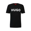 Hugo Cotton-jersey Regular-fit T-shirt With Contrast Logo In Black