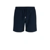 Hugo Boss Men's Quick-drying Swim Shorts With Metallic Logo In Dark Blue