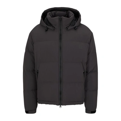 Hugo Water-repellent Down Jacket With Detachable Hood In Dark Grey