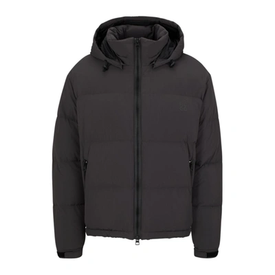Hugo Boss Water-repellent Down Jacket With Detachable Hood In Dark Grey