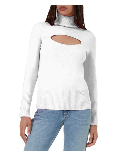 French Connection Womens Cutout Turtleneck Blouse In White