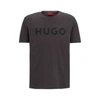 Hugo Cotton-jersey Regular-fit T-shirt With Contrast Logo In Grey