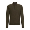 Hugo Boss Slim-fit Sweater In Wool With Polo Collar In Green