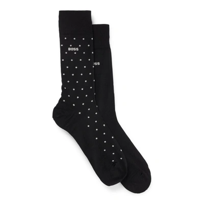 Hugo Boss Two-pack Of Socks In A Mercerized-cotton Blend In Black