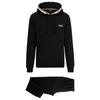 Hugo Boss Cotton Loungewear Set With Signature Stripes And Logos In Black