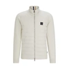 HUGO BOSS MIXED-MATERIAL KNITTED JACKET WITH LOGO BADGE