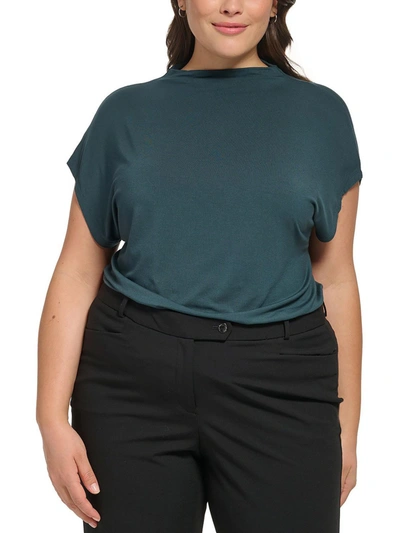 Calvin Klein Plus Womens Wear To Work Office Blouse In Green