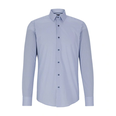 Hugo Boss Slim-fit Shirt With Stretch In Light Blue