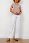 AVENUE MONTAIGNE FLAVIA LINEN PALAZZO PANTS IN WHITE