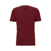 Hugo Boss Cotton-blend T-shirt With Bubble-jacquard Structure In Dark Red