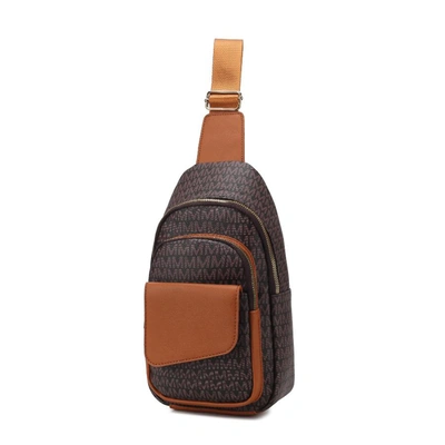 Mkf Collection By Mia K Kace M Logo Printed Vegan Leather Women's Sling Bag In Brown