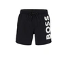 Hugo Boss Quick-drying Swim Shorts With Contrast Logo In Black