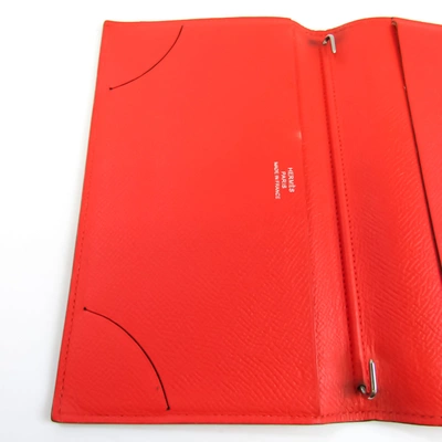 Hermes Agenda Cover Leather Wallet () In Red