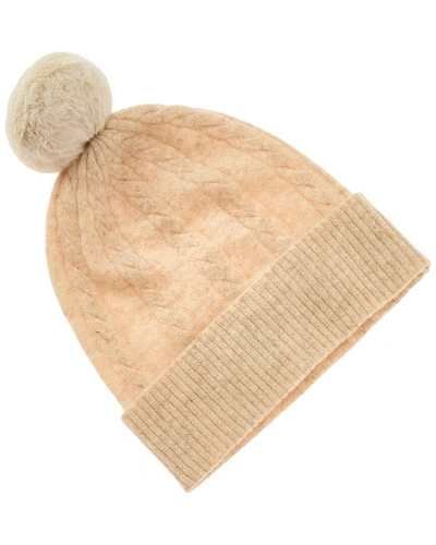 Scott & Scott London Miss Cable Cashmere Beanie In Beige