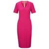 Hugo Boss V-neck Business Dress With Short Sleeves In Pink