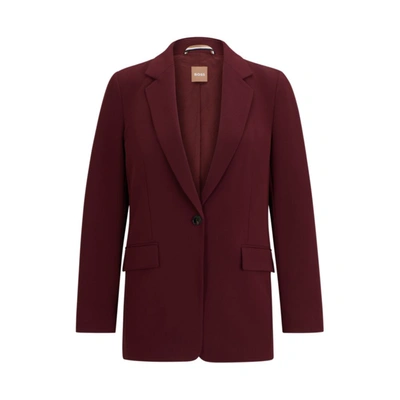 Hugo Boss Regular-fit Jacket In Japanese Crepe With Natural Stretch In Red