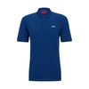 Hugo Boss Cotton-piqu Polo Shirt With Logo Print In Blue