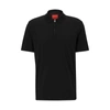 Hugo Boss Cotton-blend Polo Shirt With Zip Placket In Black