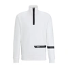 Hugo Boss Cotton-blend Zip-neck Sweatshirt With Logo Stripe In White