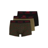 Hugo Triple-pack Of Stretch-cotton Trunks With Logo Waistbands In Light Green
