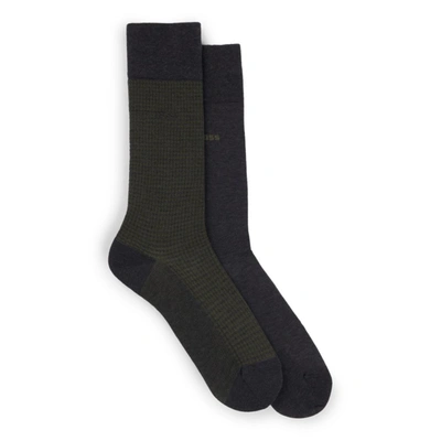 Hugo Boss Two-pack Of Socks In A Cotton Blend In Dark Grey