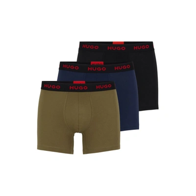 HUGO - Two-pack of stretch-cotton trunks with logo waistbands